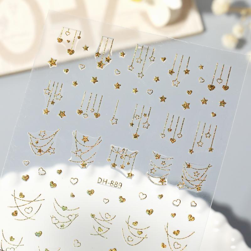 Skinnende Stjerne Negleklistremerker Fransk Utsøkte Negledekorasjoner Klistremerker DIY Selvklebende Neglekunst Sjarm Tilbehør