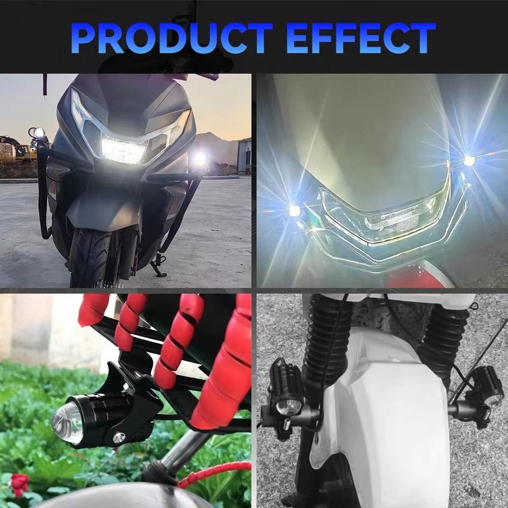 2Pcs Dual Color Light Motorcycle Mini Driving Light LED Headlight Projector  Scooter Lighting