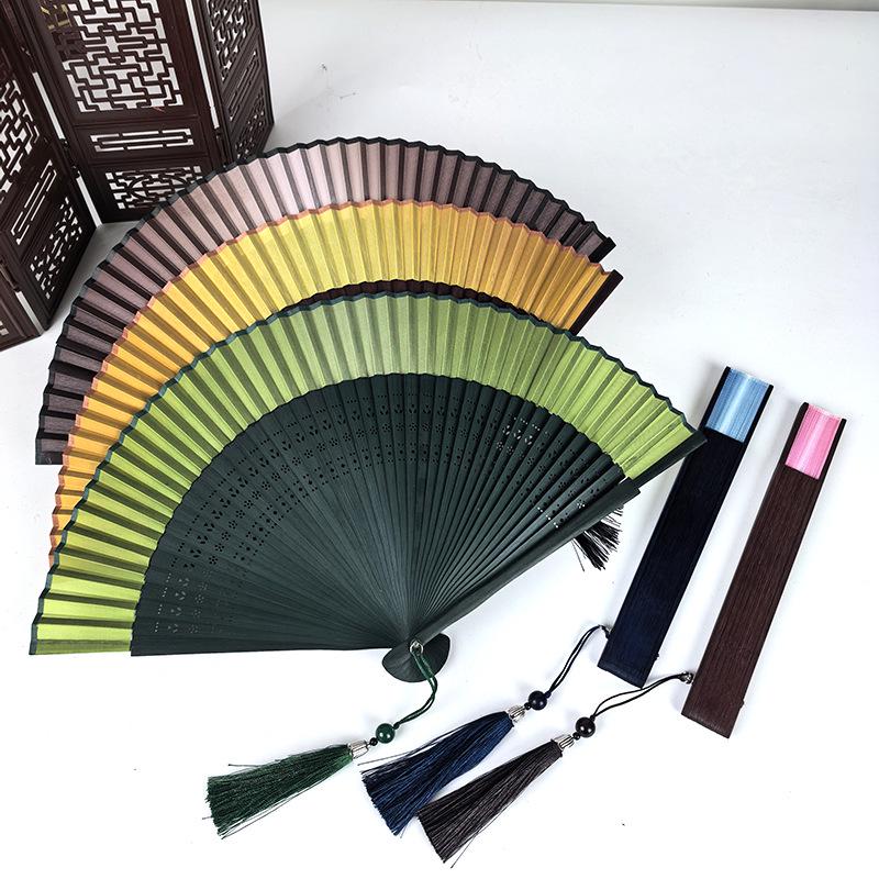 Blue Qipao Hanfu Dance Folding Fan – Green Summer Chinese Fan, Small and Blank