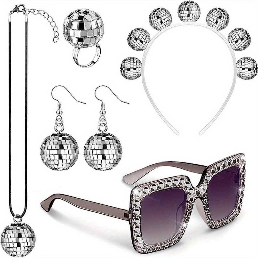 1970-tals Discofest Kostymtillbehör: Dollar Glasögon, Ring, Halsband, Tiotal Rekvisita.