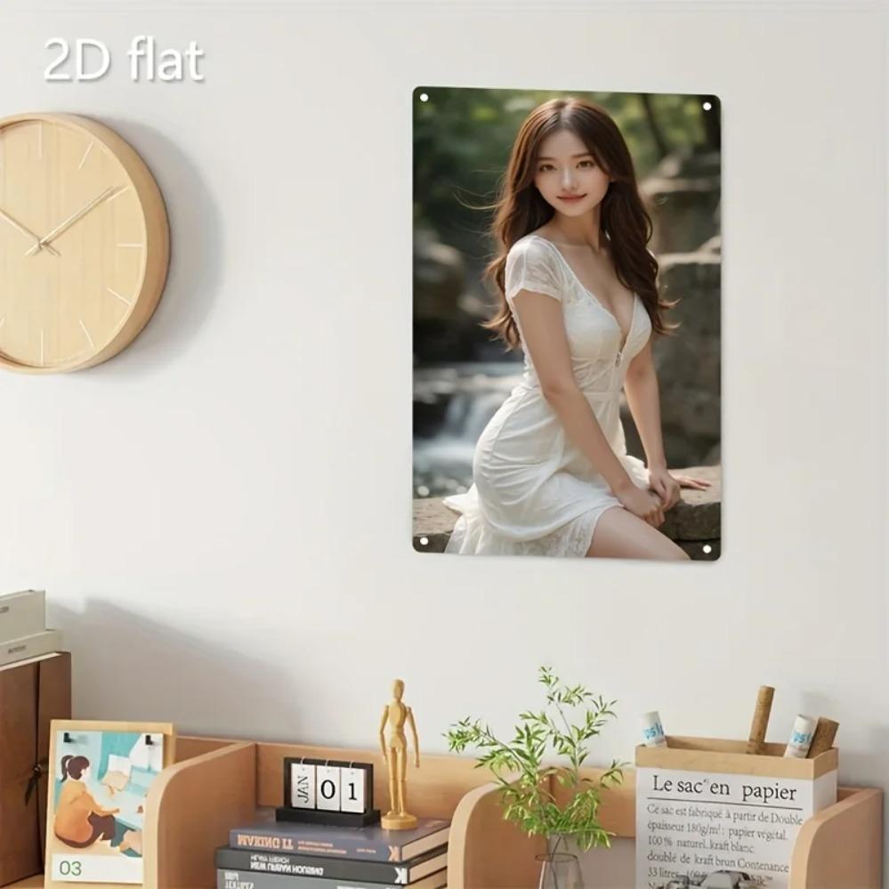 Vintage Metal Wall Art Lace Dress Sign, Romantic Home Decor for Bedroom Cafe Bar