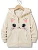 Bambini Ragazze Autunno Kawaii Felpa con Zip alla Moda Casual Trendy Gatto Meme Lettere Felpe Giubbotti