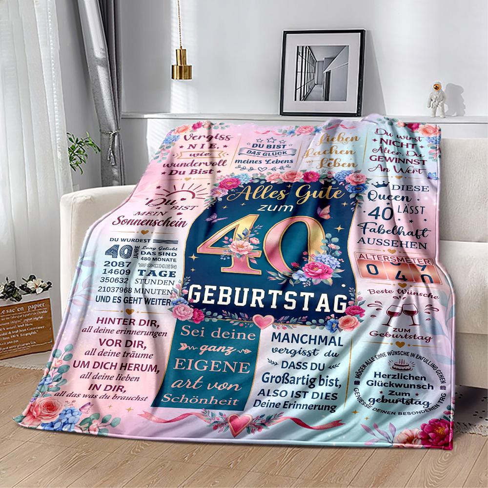 40th Birthday Celebration Blanket Warmthful Decor Great for Bed Seaside Office Chair Four Seasons Universal Playful Design