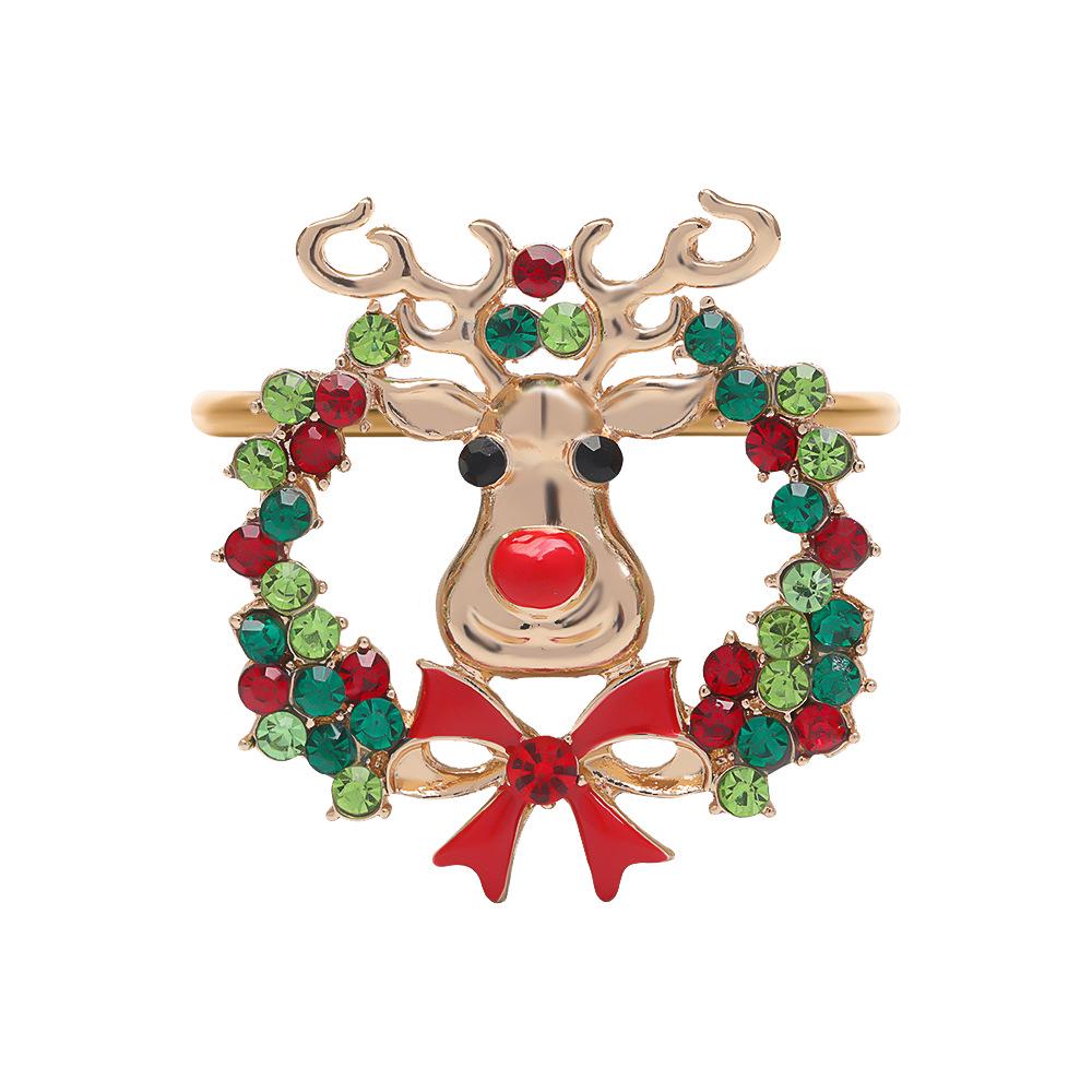 Reindeer & Santa Snowflake Christmas Napkin Rings - Festive Wreath Holders for Hotel Decoration, Bestseller