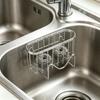 Suction Cup Sponge Holder SUS304 Stainless Steel, No Drill Sink Drain Rack with Hook, Hollow Fast Drainage Corner Kitchen Caddy