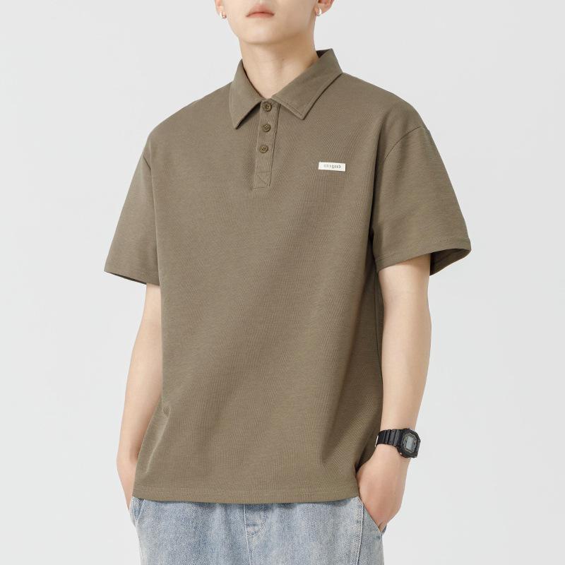 230G Heavyweight Polo Blouse Short-sleeved Mens Summer Updated Lapel T-shirt Teen Comfortable Fit Top