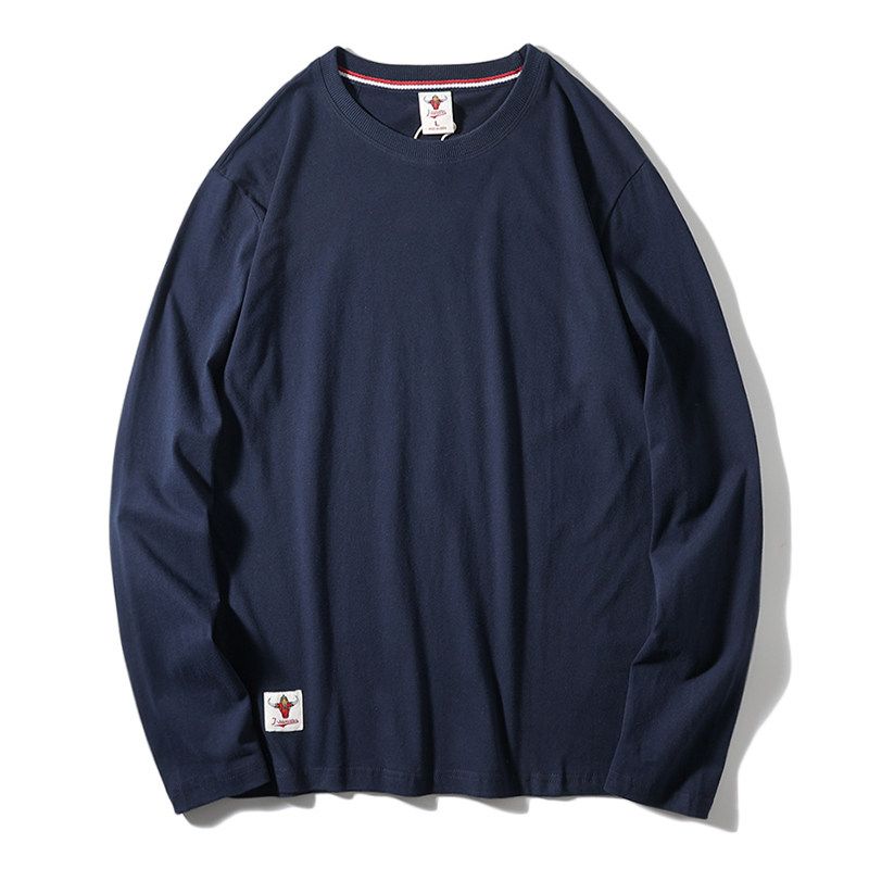 Export Tail Order T-Shirt Men's Long Sleeves Pure Cotton Autumn American Fashion Brand Bottoming Shirt Cut Label Original Order Menswear Clothing