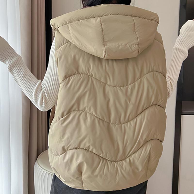 Fashion Winter Sleeveless Vest Woman Warm Outerwears Hooded Casual Thick Women's Jackets
