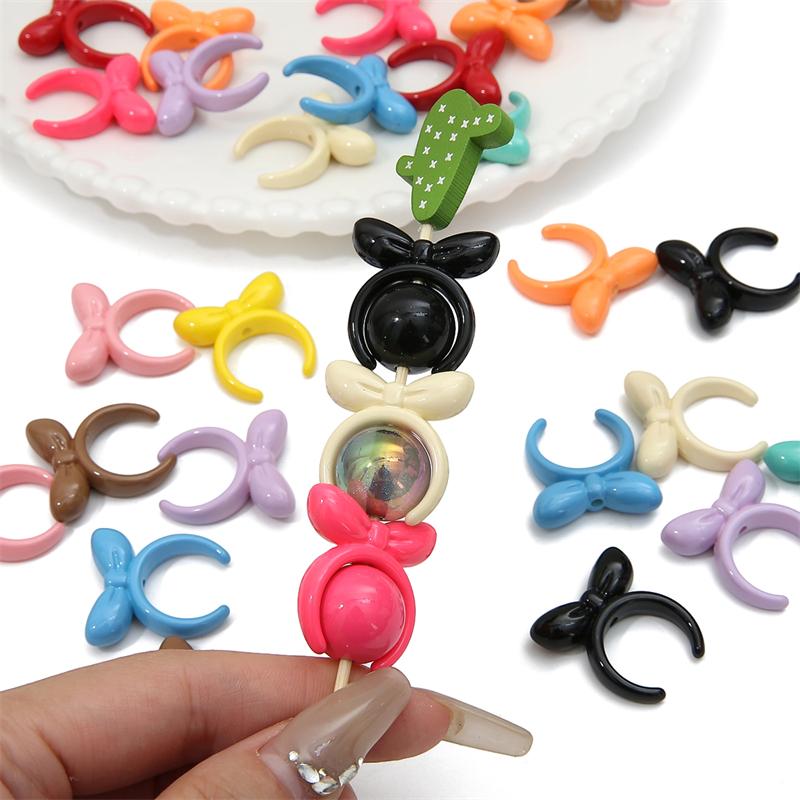 4 bucăți 25 mm mărgele acrilice cu fundă de iepure pentru colier breloc DIY bijuterii artizanat