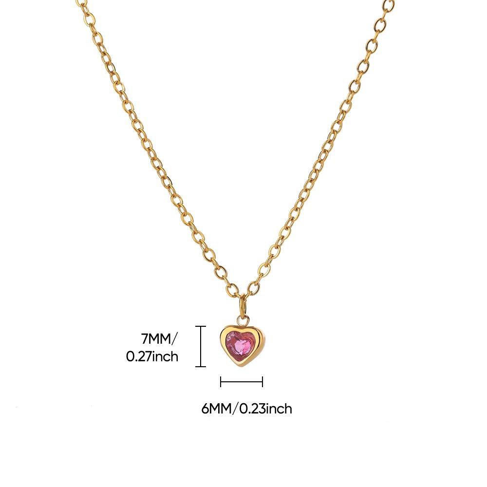 Stainless Steel Birthstone Heart Necklace For Women Gold Color Chain Heart  Necklace Wedding Jewelry Birthday Gift Bijoux Femme