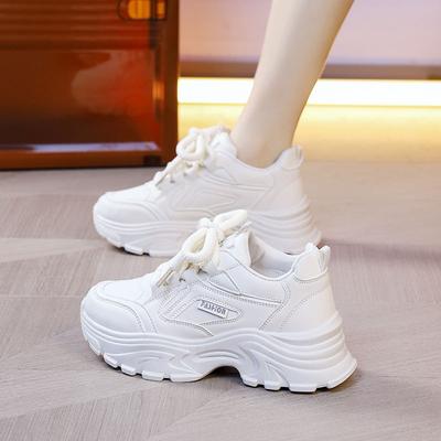 Leather Fashion Casual Sneakers Ins Spring and Autumn New Platform Dad Shoes Women