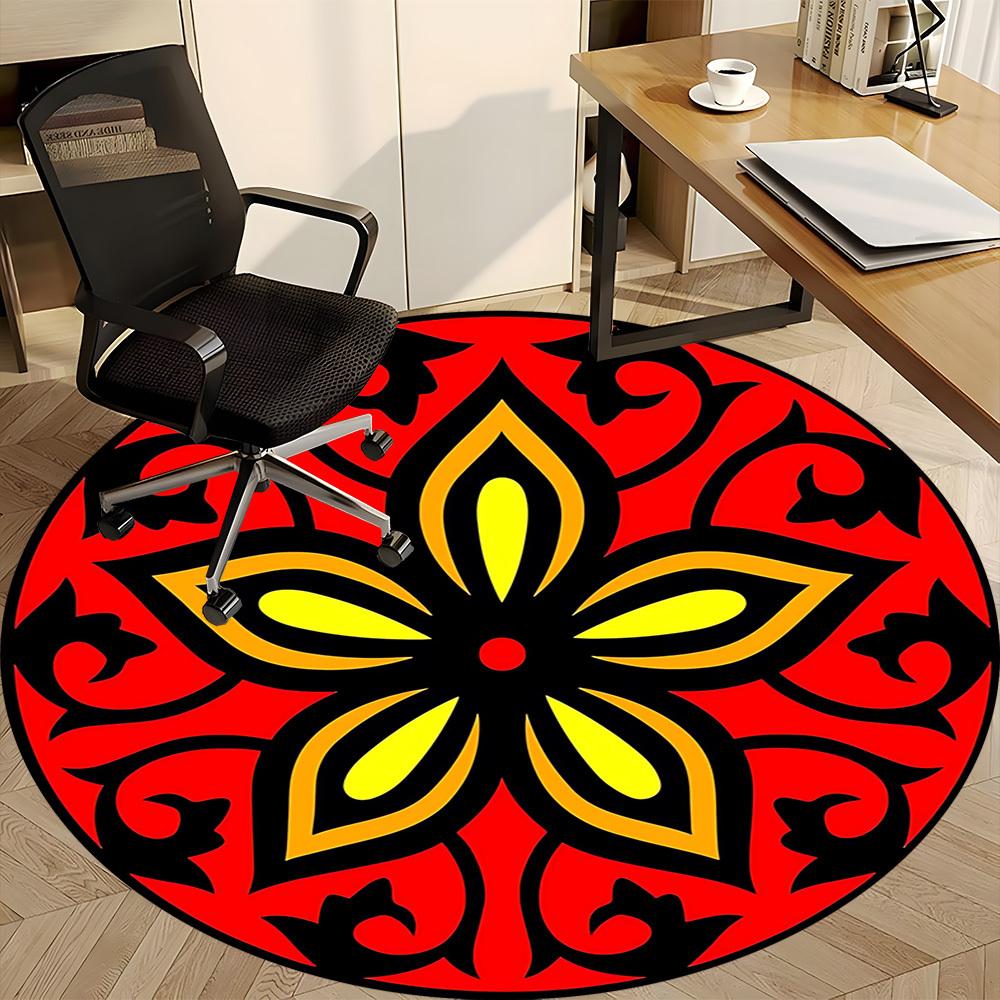 1PC Floral Mandala Pattern Chair Carpet for Office Non-Slip, Lightweight, Machine Washable Rug for Office, Sleeping, Room - Holiday DecorPol