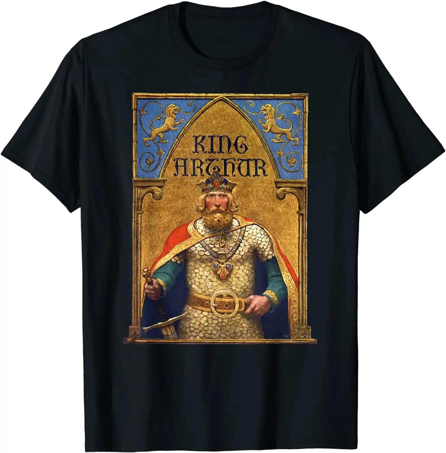 Vintage King Arthur Tshirt Sir Lancelot Excalibur Sword T Shirt High Quality Cotton Breathable Top Loose Casual Tshirt S3XL S