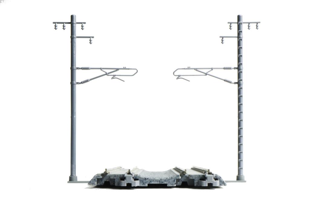 KATO N Gauge Single Track Wide Overhead Line Pillar Silver 20 Pieces Railway Model Supplies 23-066-2
