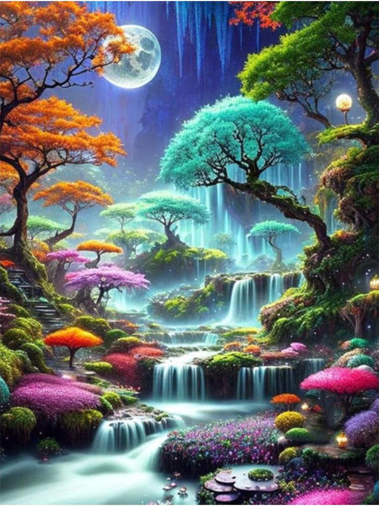 

5d Алмазная картина Луна Аврора Пейзаж Мозаика Вышивка крестом Набор Полный Круглый Стразы Сделай Сам Украшение Для Дома Подарок Full Round 20x30CM