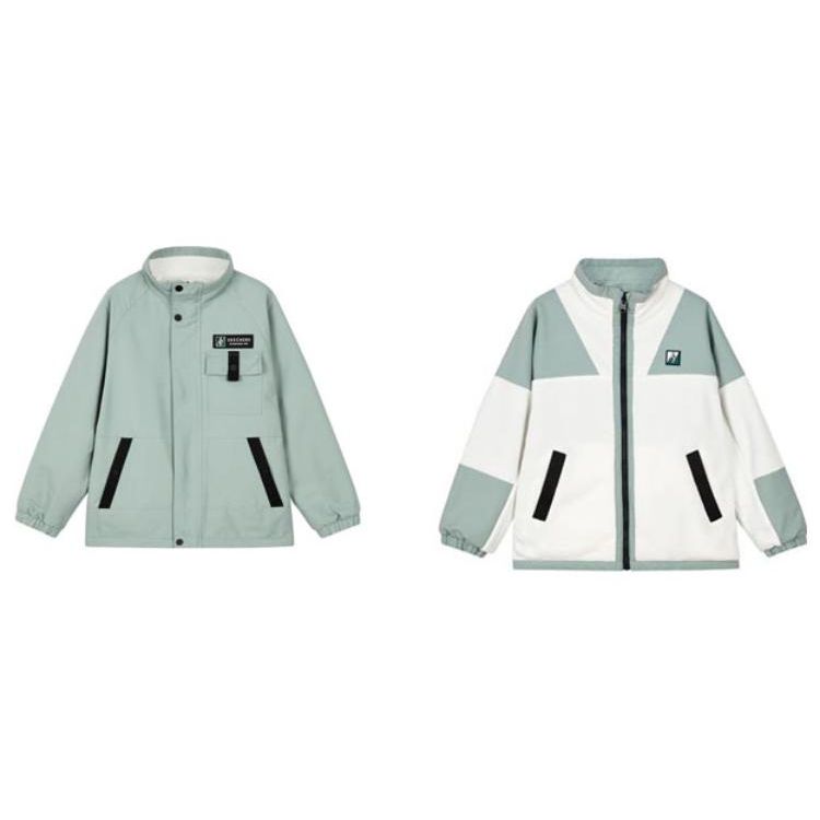 Skechers Reversible Jacket With Letter Logo And Stand Collar Zipper Kids jackets Dark-Green L123B014 XXXL