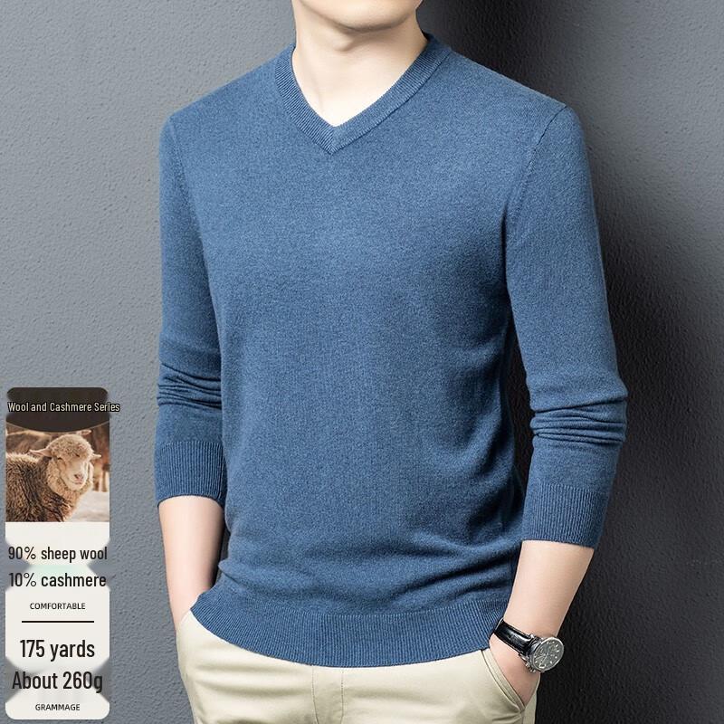 

Мужской вязаный свитер из мериносовой шерсти и кашемира с полувысоким воротником 3XL /190