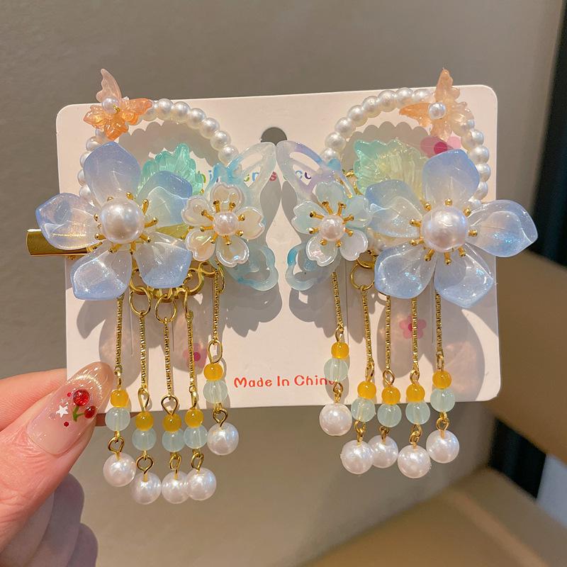 Chinese Style Hanfu Hairpin Set for Girls - Includes Hair Clips, Swaying Tassels, and Butterfly Accessories