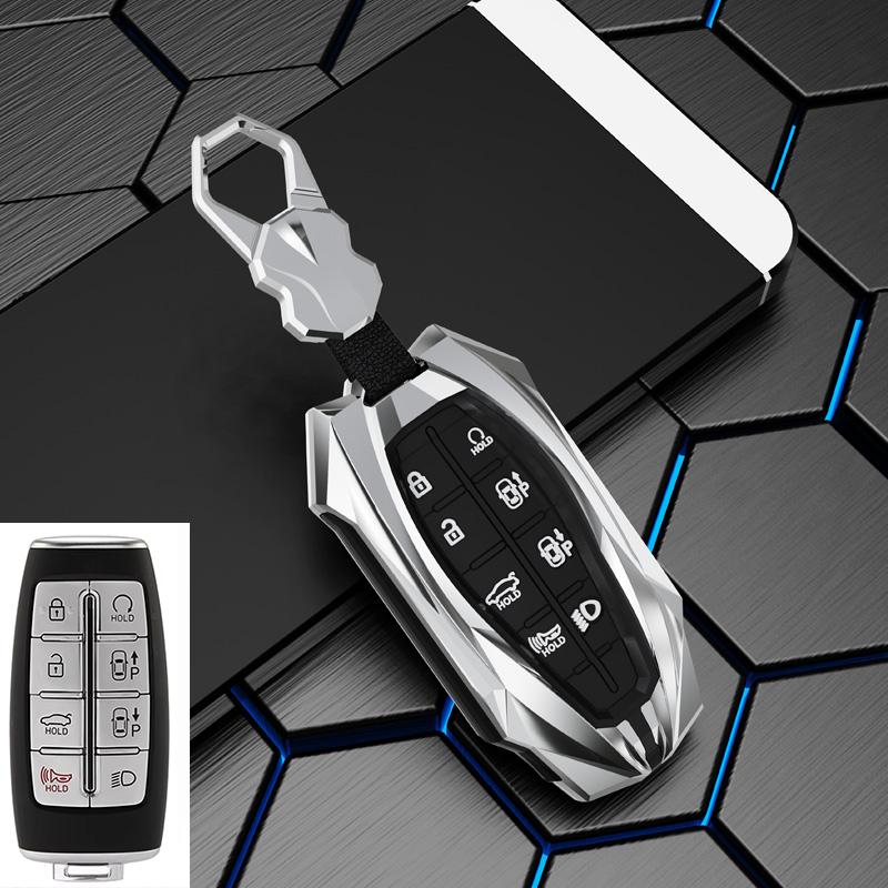 Zinc Alloy 8 Button Car Key Cover Case For Hyundai Genesis G80 GV70 GV80 2019 2020 2021 2022 Remote Key Holder Auto Accessories