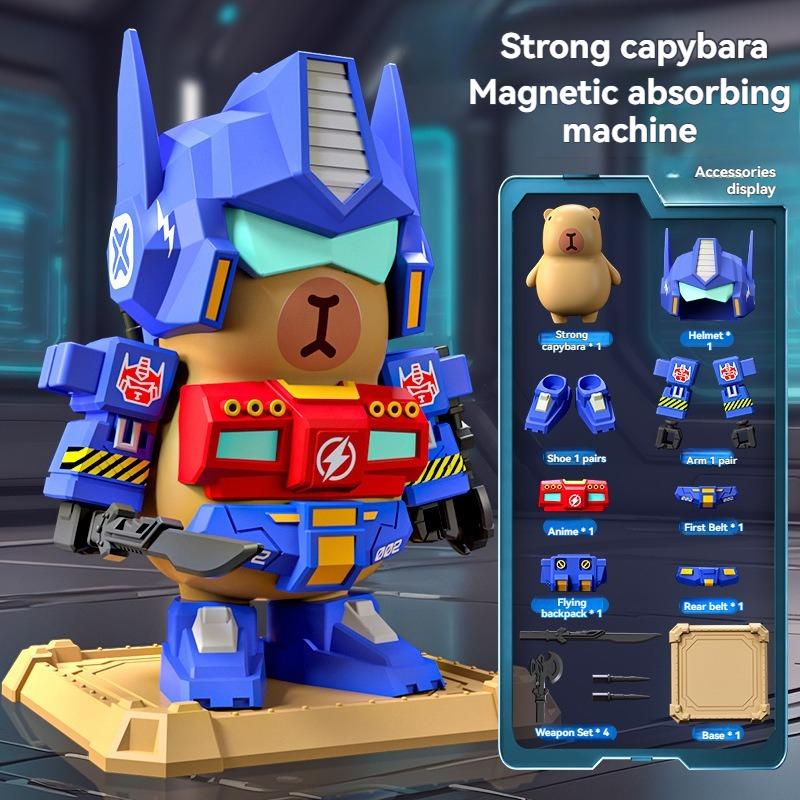 

Creatief Nieuwe Cartoon Capibala Magnetic Mecha Armor Fun Doll Handgemaakte Spel Rond Het Special Decoration Decorative Toy Echt синий