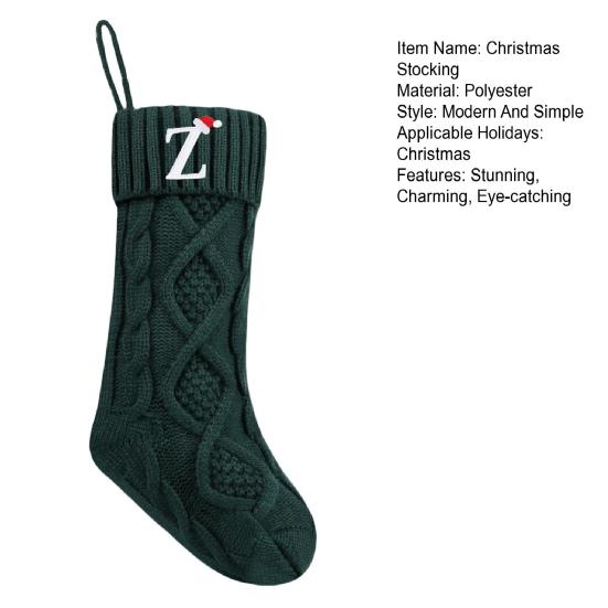 Christmas Stockings with Initials 18" Large Embroidered Monogram Knit Christmas Stocking Holiday Family Stocking for Fireplace Party Decoration