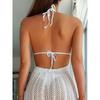 European and American Hollow Beach Neck Dress Slim and Thin Perspective Backless Dress Dress Women's Summer High Sense
