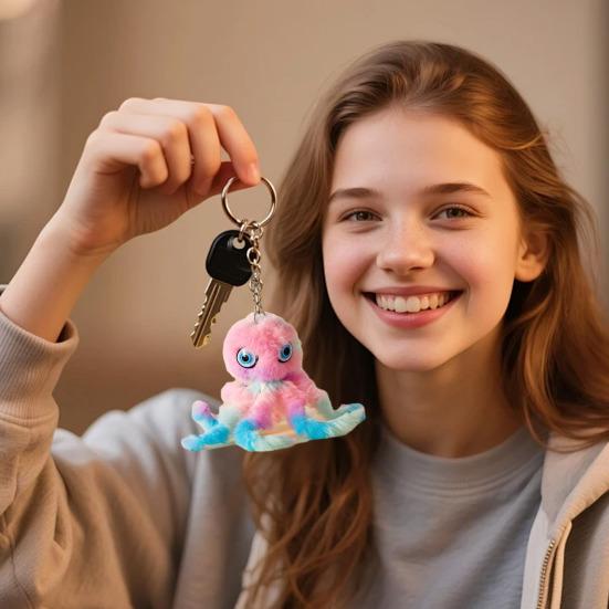 Přívěsek na klíče Plyšová chobotnice Tvar Přívěsek na klíče Dekorace Peněženka Auto Taška Měkký plyšový přívěsek Doplněk na batoh