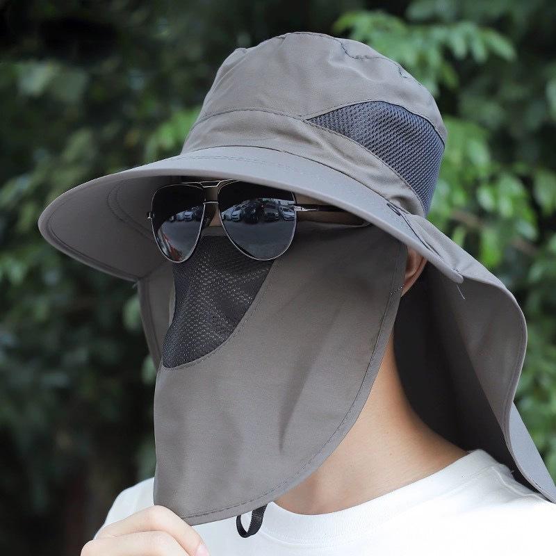 Summer Sunshade Fishing Cycling Cap Oversized Brim UV Protection Face Covering Dual-purpose Fisherman Hat Outdoor