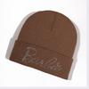 Solid Fashionable Color Knitted Hat With Alphabet Rhinestone Decor For Daily