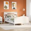 Solid Wood Bed with Shelf Without Mattress White 160x200 cm Pine