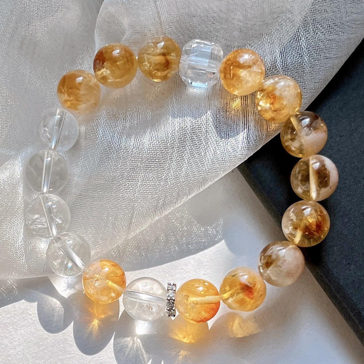 10Mm Natural White Crystal Citrine Design Bracelet Bracelet