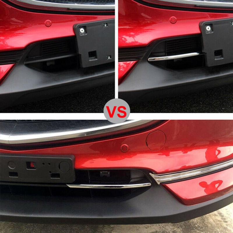 2pcs Chrome Front Bumper Lower Grill Down Cover Trim ABS Fit For Mazda CX-5 2017 2018
