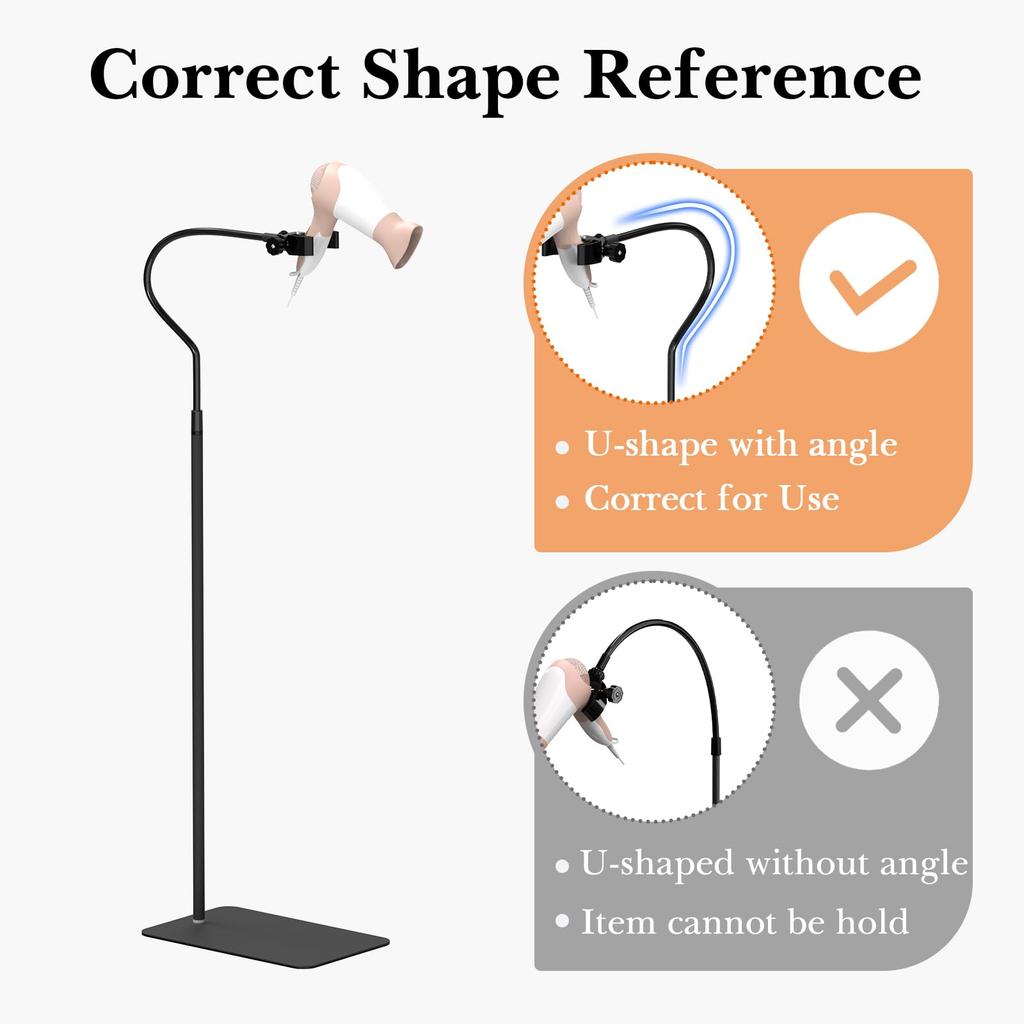 Linkidea Lazy Hair Dryer 360 Degree Rotating Blow Dryer Holder Height Adjustable Hair Dryer Rack with Base for Home Salon Longer Stand, Hands-Free,