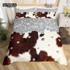 Cowhide Sunflower Duvet Cover Western Farm Animal Skin Bedding Set Microfiber Cow Fur Comforter Cover Twin For Boys Girls Room