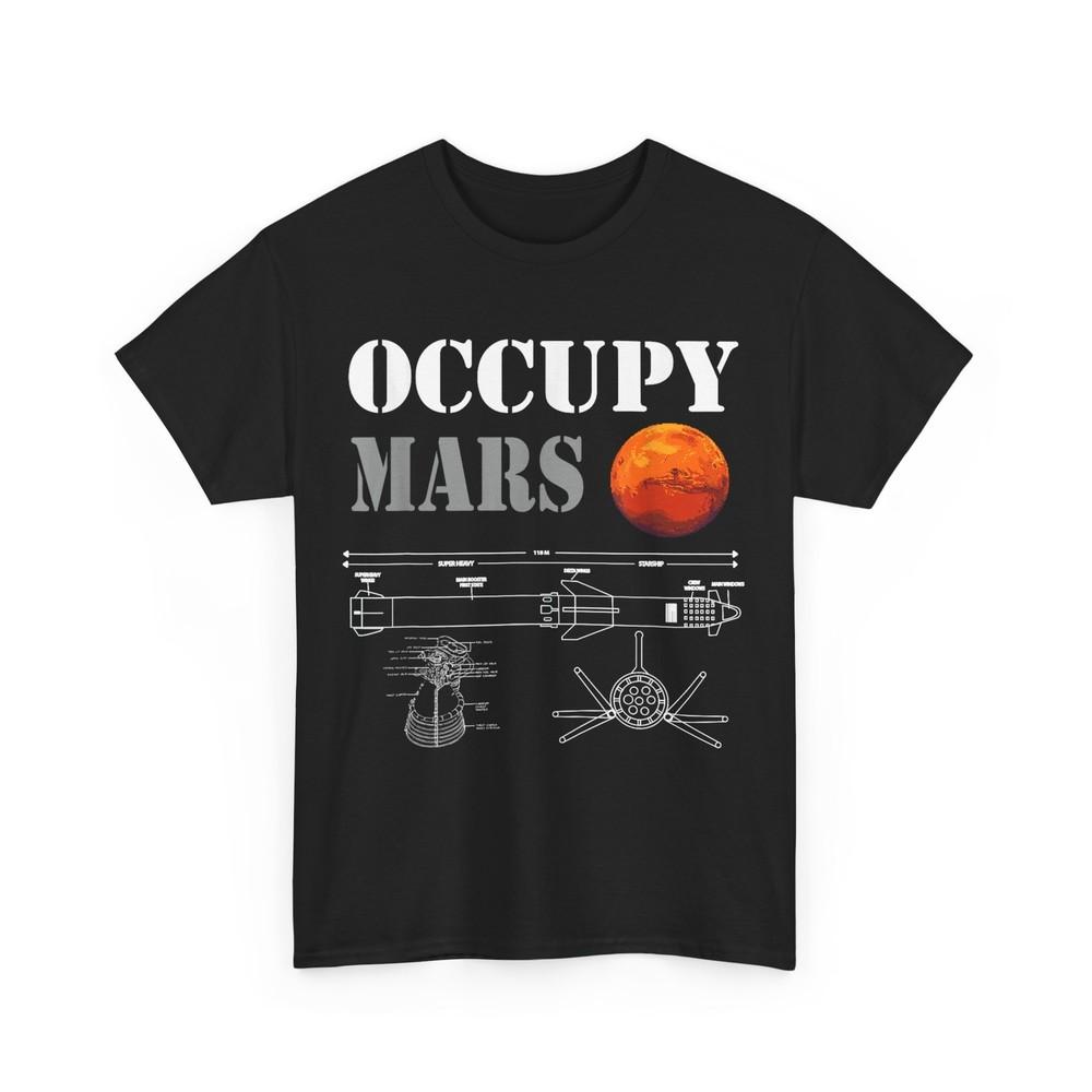 Футболка с принтом  Occupy Mars  (Займи Марс), ракета, унисекс L