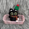 1Pc Cartoon Christmas Plush Black Cat Keychain Backpack Hanging Decoration Kawaii Soft Stuffed Doll Toy Bag Pendant Couples Gift