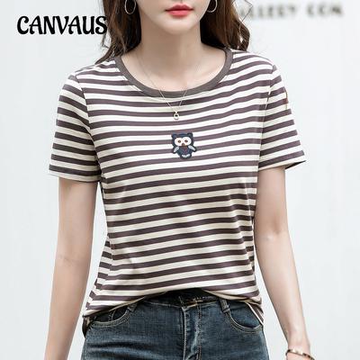 Summer Women's T-shirt Zip Round Neck Short Sleeve Top