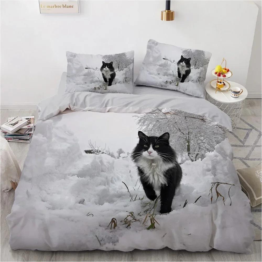 Luxury New 3D Print Bedding Sets Red Duvet Quilt Cover Set Comforter Bed Linen Pillowcase King Queen Size Pet Cat Design