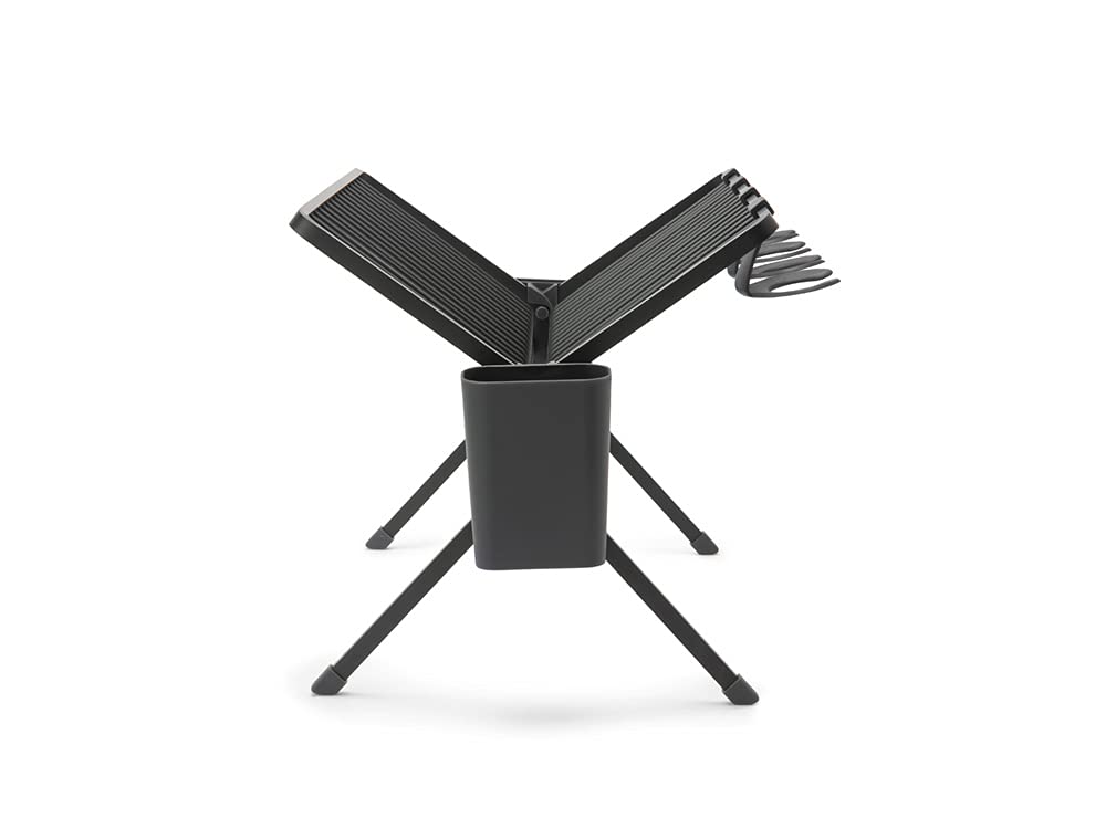 Brabantia Foldable Dish Drying Rack Large Dish Drainer with Cutlery Tray and Glass Hooks Dark Grey 139482 Width 51 X Depth 42 X Height Cm Size 31.5