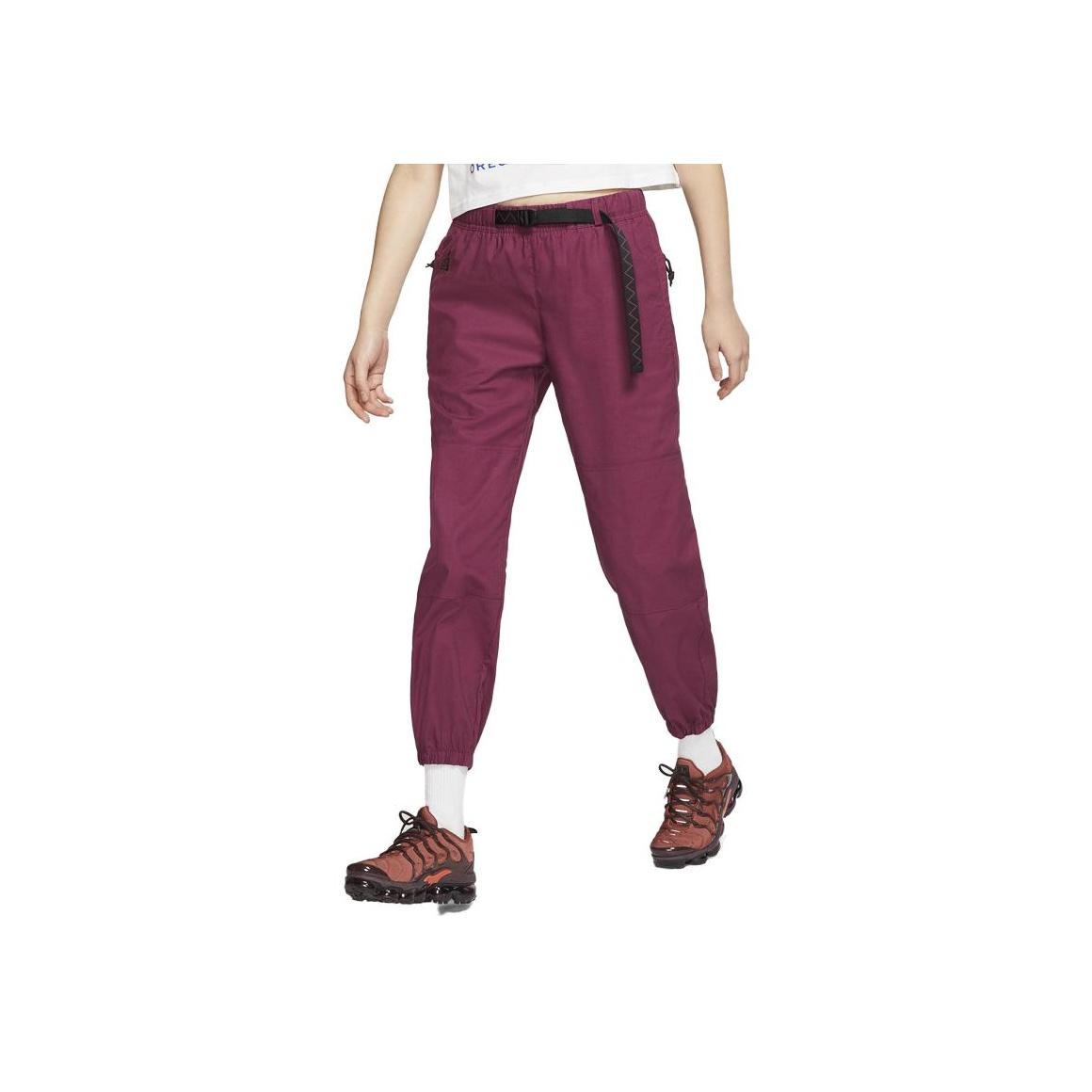 Nike Solid Color Adjustable Waistband Woven Cuffed Sports Pants Women Pants Burgundy CD6801-671 L