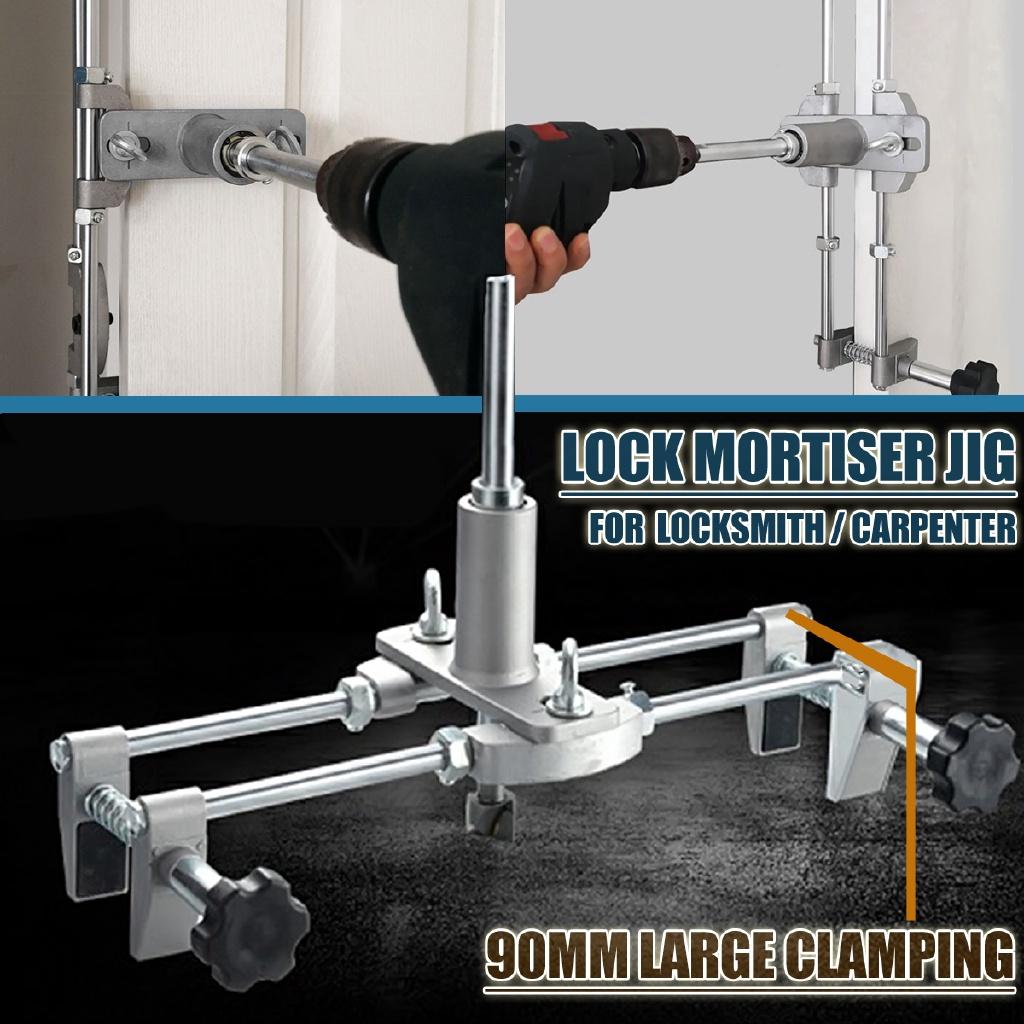 Gray Mortice Lock Jig Set Mortiser Locksmith Woodworking Wood Door Fitting Slot Drill Carbide with Wrench Maintenance Hand