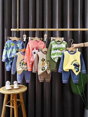 Kids' Pure Cotton Underwear & Homewear Set - Boys & Girls Autumn Cartoon Clothes & Trousers