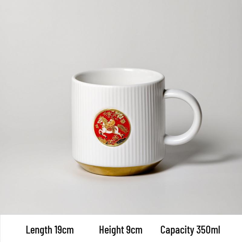 

Guirong You ll Have Money Soon Coffee Mug - New Style Striped Cup, Year of the Horse Souvenir Gifts 350ml