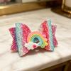 Girl Hairpin Three-Dimensional Bow Shape Rainbow Gradient Color Glitter Hair Clip Side Bangs Party Hair Accessory