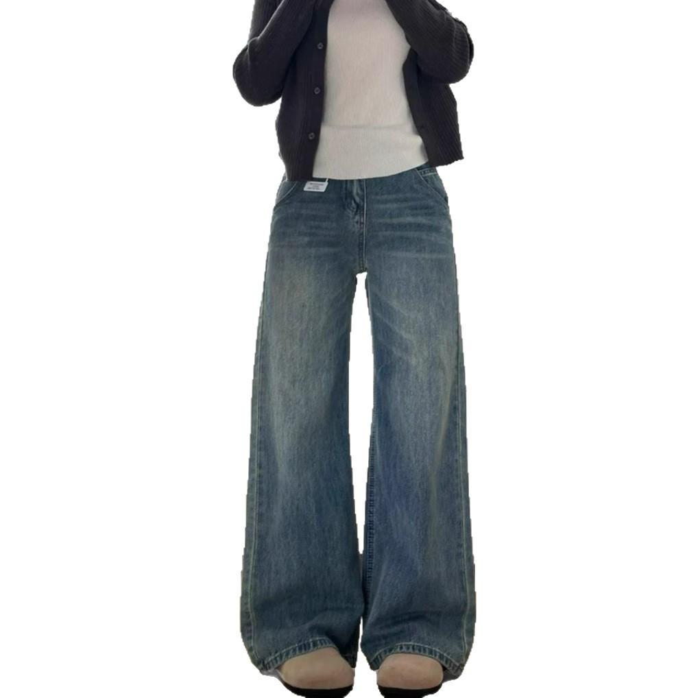 Vintage Weitbeinige Jeans Damen Sommer Hochtailliert Locker Skinny Lässig Gerade Hose Retro Hohe Taille Streetstyle Baggy Lange Jeans für Damen
