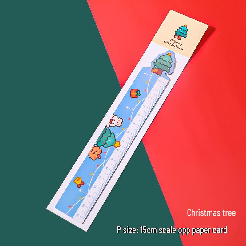 Cute Christmas Cartoon Magnetic Ruler - Soft Stationery Gift for Elementary Students