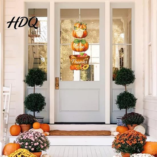 Weather-resistant Outdoor Decor Thanksgiving Pendant Durable Wooden Fall Decoration Pumpkin And Fruit
