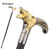 Golden Black Wolf Head Biting Walking Cane Fashion Decorative Walking Stick Gentleman Elegant Cosplay Cane Knob Crosier 92cm