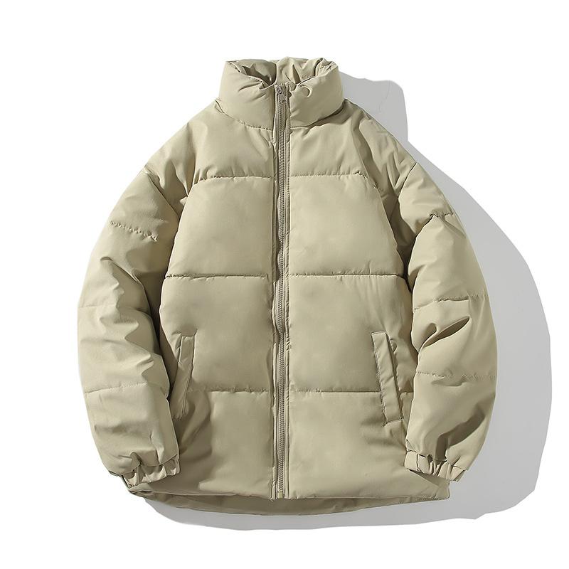 New Couples Stand Collar Cotton-padded Jacket Loose Short Unisex Padded Cotton-padded Bread Coat In Winter.