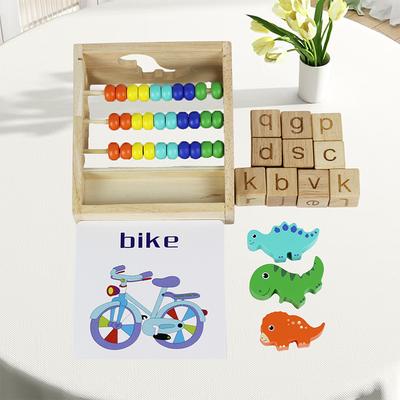 Wooden Word Spelling Game Alphabet Learning Toy for Preschool Kids Word Matching Puzzle Letters Reading Building Blocks Gifts